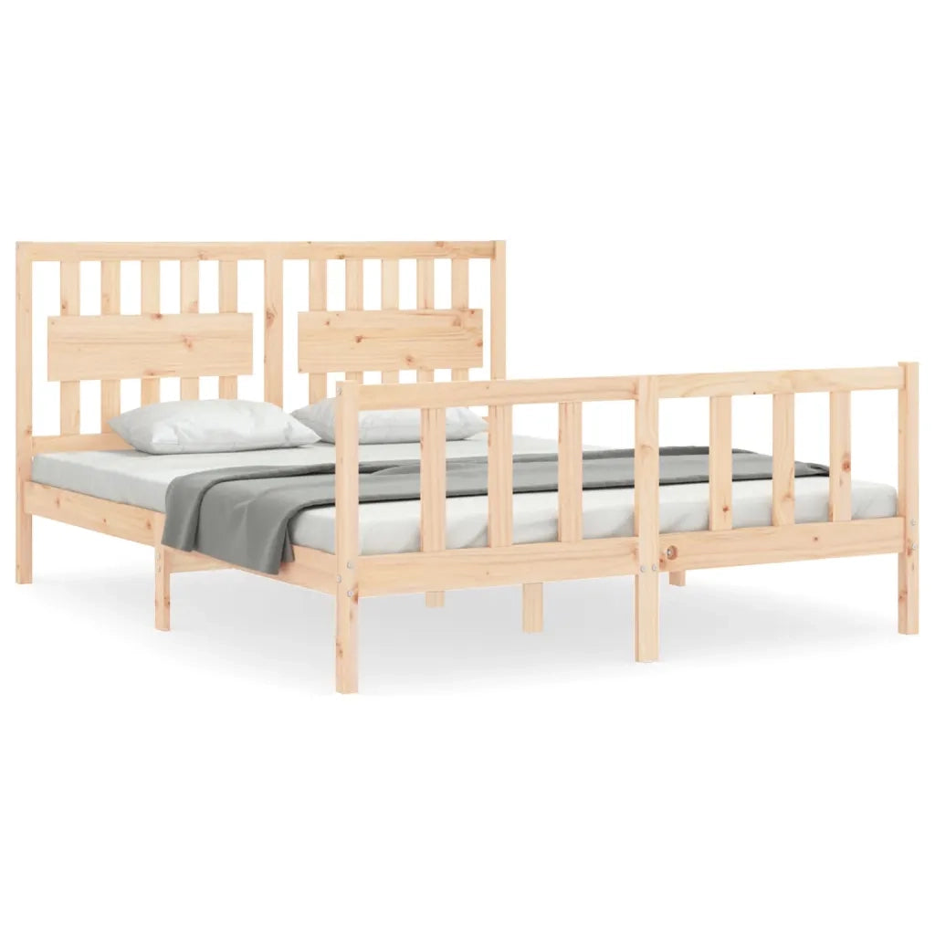 Giroletto con Testiera-Struttura Letto con testiera King Size in Legno Massello 525491
