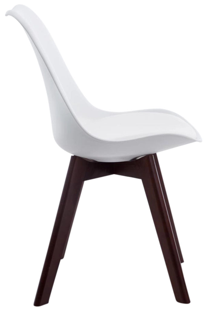 Set di 4 sedie per visitatori in similpelle Borneo bianco,noce
