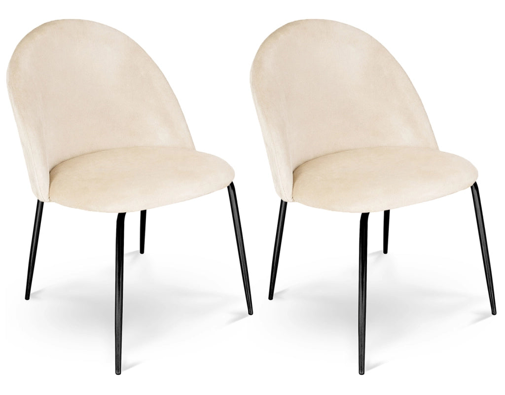 Set di 2 sedie da pranzo imbottite in velluto beige piede nero – Nicole - SD11NIPN