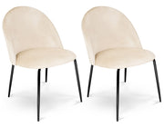 Set di 2 sedie da pranzo imbottite in velluto beige piede nero – Nicole - SD11NIPN