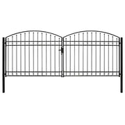 Cancello a Doppia Anta ad Arco in Acciaio 400x175cm Nero