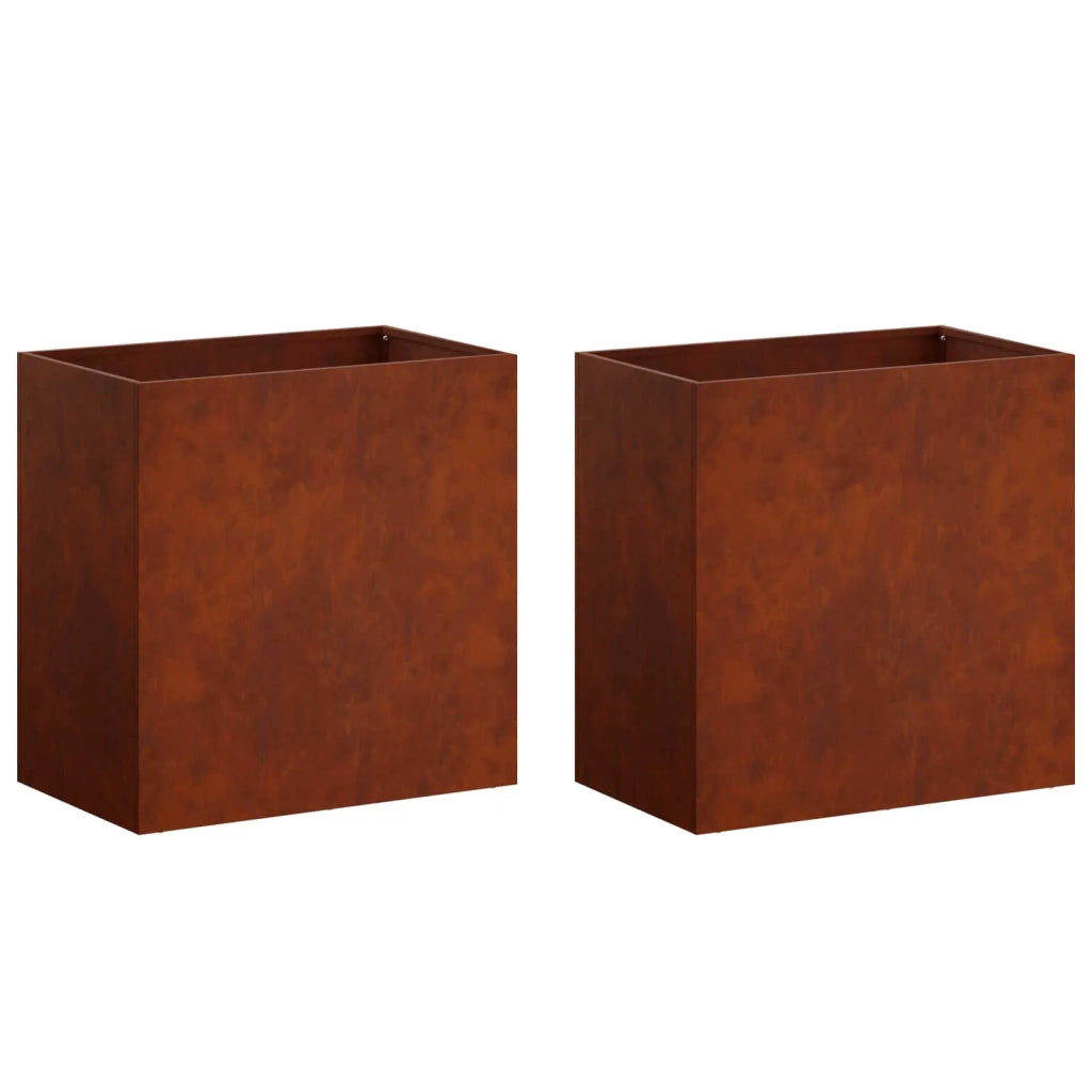 Vaso da giardino 2 pz Ruggine 50 x 30 x 40 cm Acciaio Corten 8005525