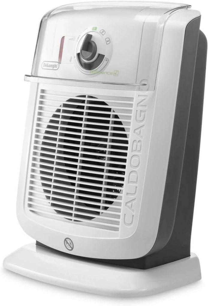 De'longhi hbc 3032 termoventilatore caldobagno, 3 livelli di potenza, funzione eco-silence, protezione antigoccia, ventilazione estiva, avvolgicavo, per ambienti fino a 65 m³