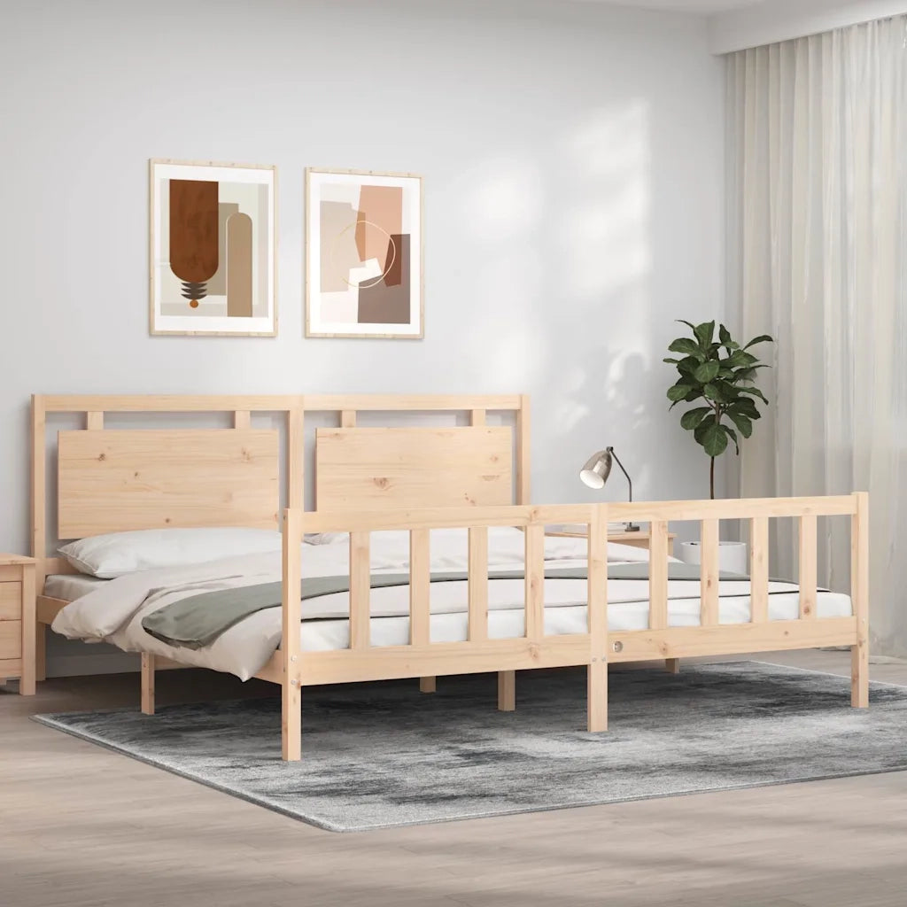 Giroletto con Testiera-Struttura Letto con testiera 180x200 cm in Legno Massello