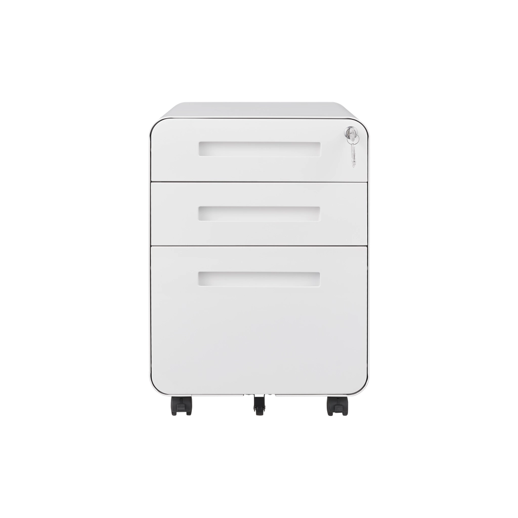 Cassettiera Mobile da Ufficio 3 Cassetti ¨C MINIMAL ¨C Bianco, Acciaio, A4/Legal