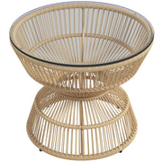 Tavolino da giardino ¨C Minimal ¨C Rattan, vetro, 60x60x50 cm, naturale