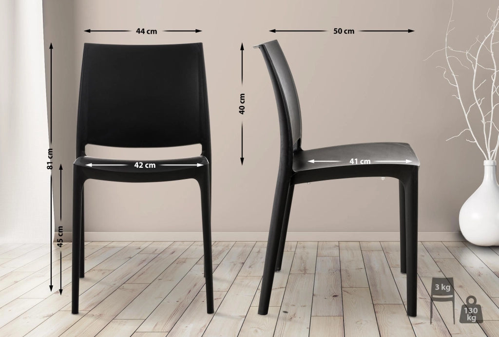 Sedia outdoor Maya impilabile nero