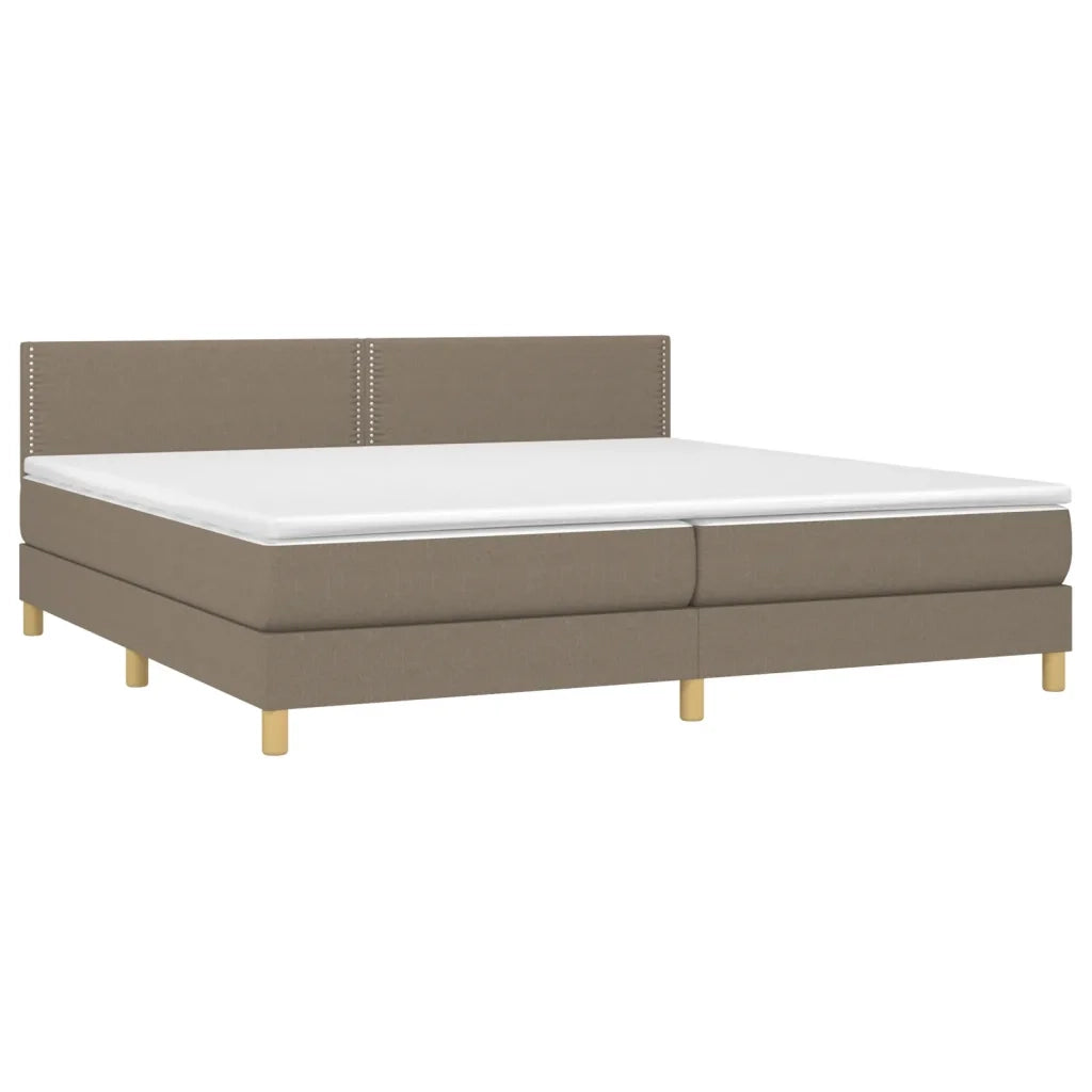 Letto a Molle Materasso e LED tortora 200x200cm in Tessuto 3133665