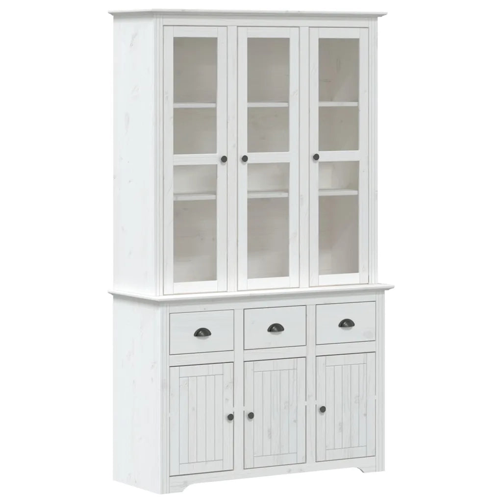 Credenza BODO 115,5x43x200,5 cm Legno Massello di Pino Bianco