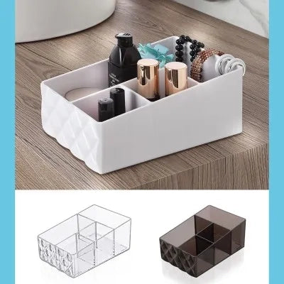 Organizer porta trucchi e cosmetici in plastica bianca con 4 scomparti