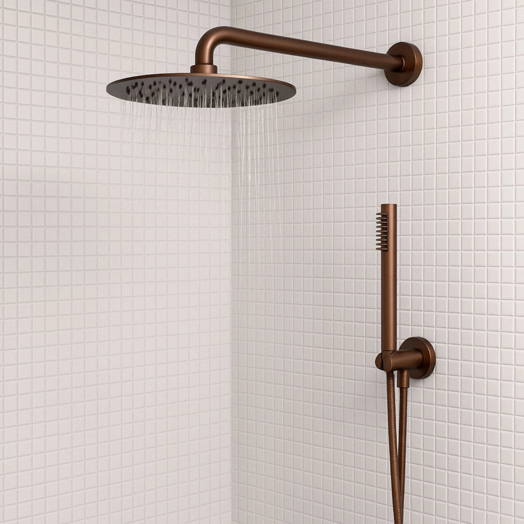 Set per doccia soffione tondo in acciaio inox 250 millimetri *** finitura- oro rosa, confezione 1
