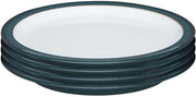 Piatti Denby Greenwich, set da 4, verde, bianco, lavastovig, microonde, servizio, 22 cm, piatti ceramici smaltati, resistente a crepe e fratture