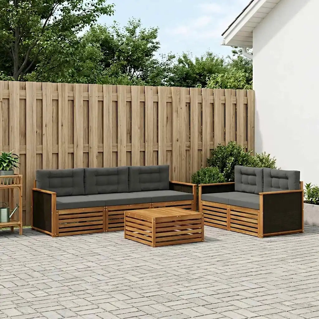 Set di divani da esterno 7 pcs Naturale e Antracite Poliestere 3383045