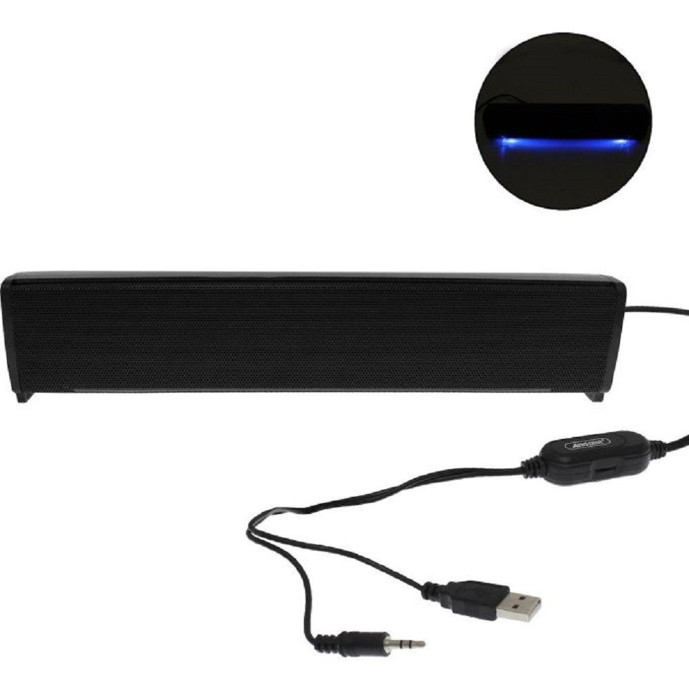 Trade Shop - Altoparlanti Q-t125 Speaker Soundbar Per Pc Potenziamento Bassi E Led Alla Base -