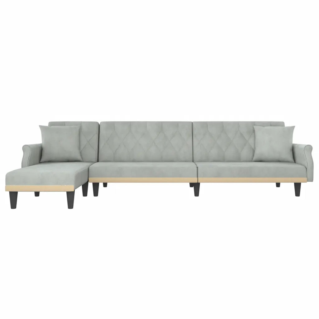 Divano Letto a L Grigio Chiaro 271x140x70 cm in Vellutocod mxl 70031