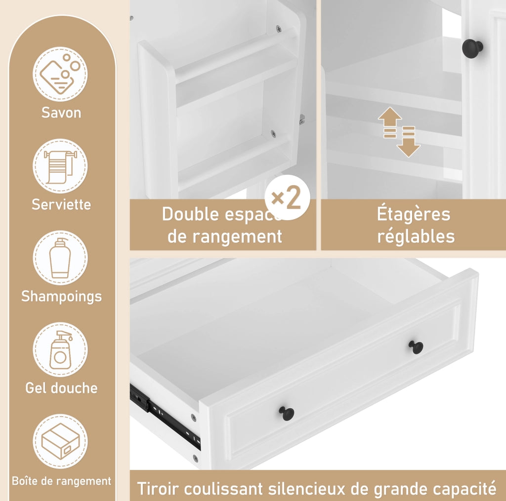 Mobile bagno bianco con lavabo in ceramica 76x46x87 cm