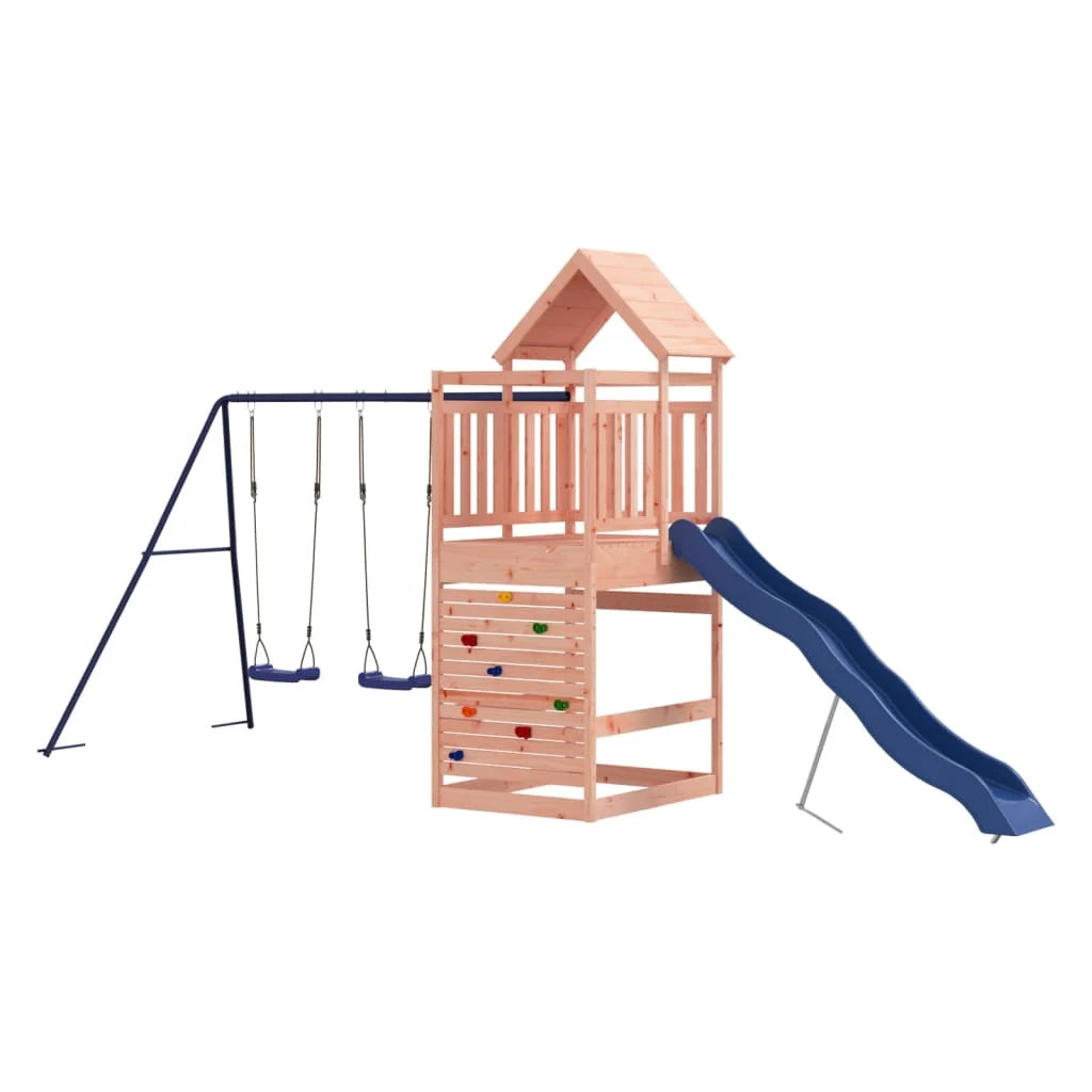 Area giochi all'aperto con altalene scivolo e robuste strutture per arrampicarsi  giochi da giardino 525 x 199 x 249 cm legno massello di abete Douglas 02_0004835