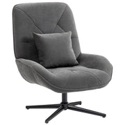Poltrona girevole in tessuto chenille ¨C Xylo ¨C schienale alto, cuscino lombare, grigio scuro