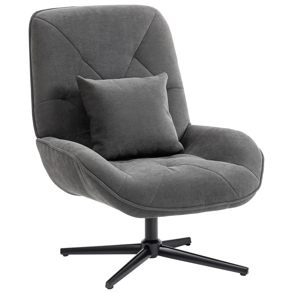 Poltrona girevole in tessuto chenille ¨C Xylo ¨C schienale alto, cuscino lombare, grigio scuro