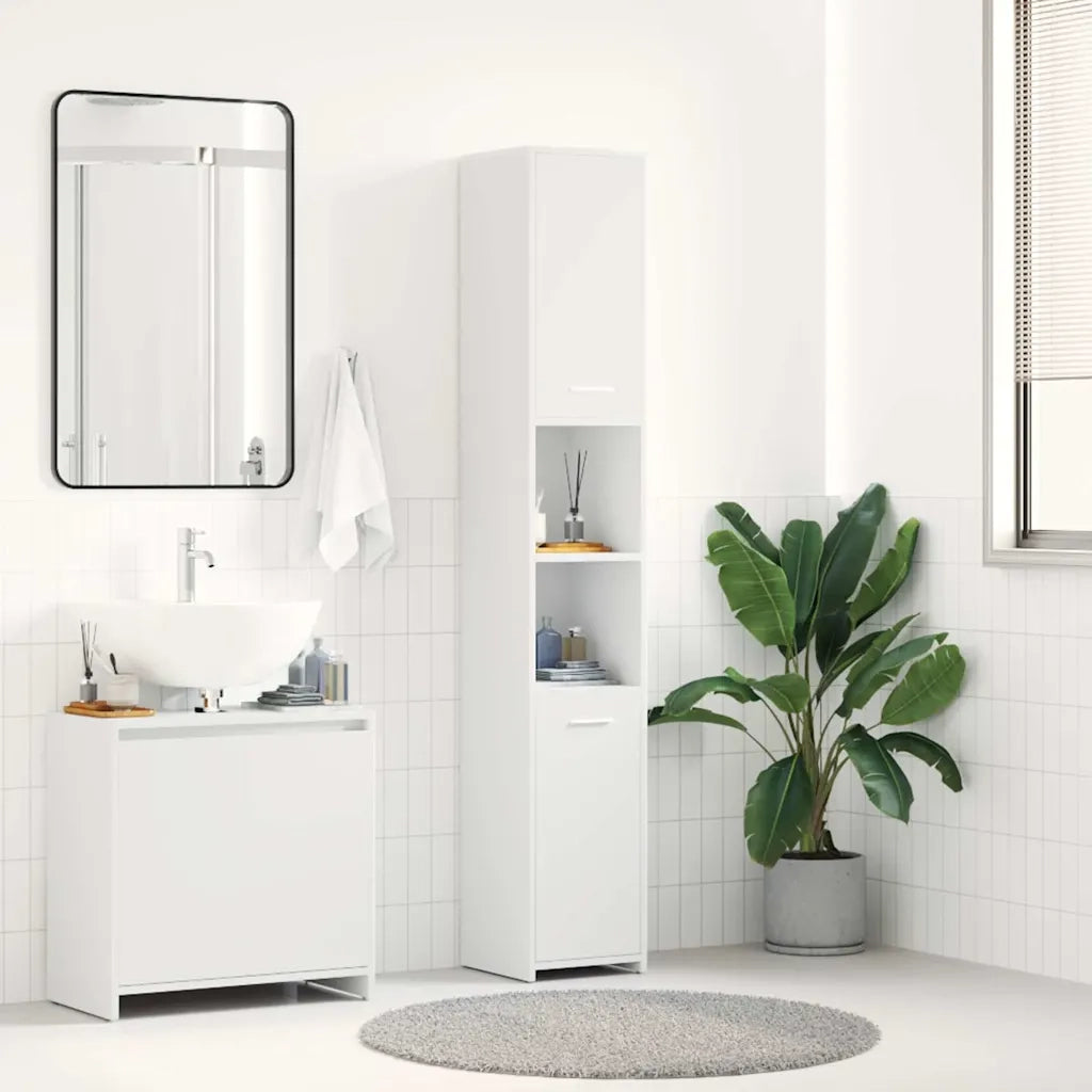 Mobile da Bagno Bianco 30x30x183,5 cm in Legno tecnico 802597