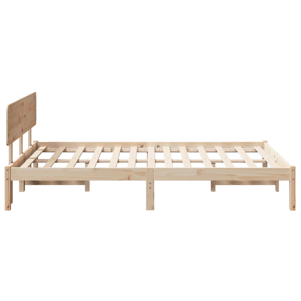 Struttura Letto con Testata 140x190 cm in Legno Massello di Pino