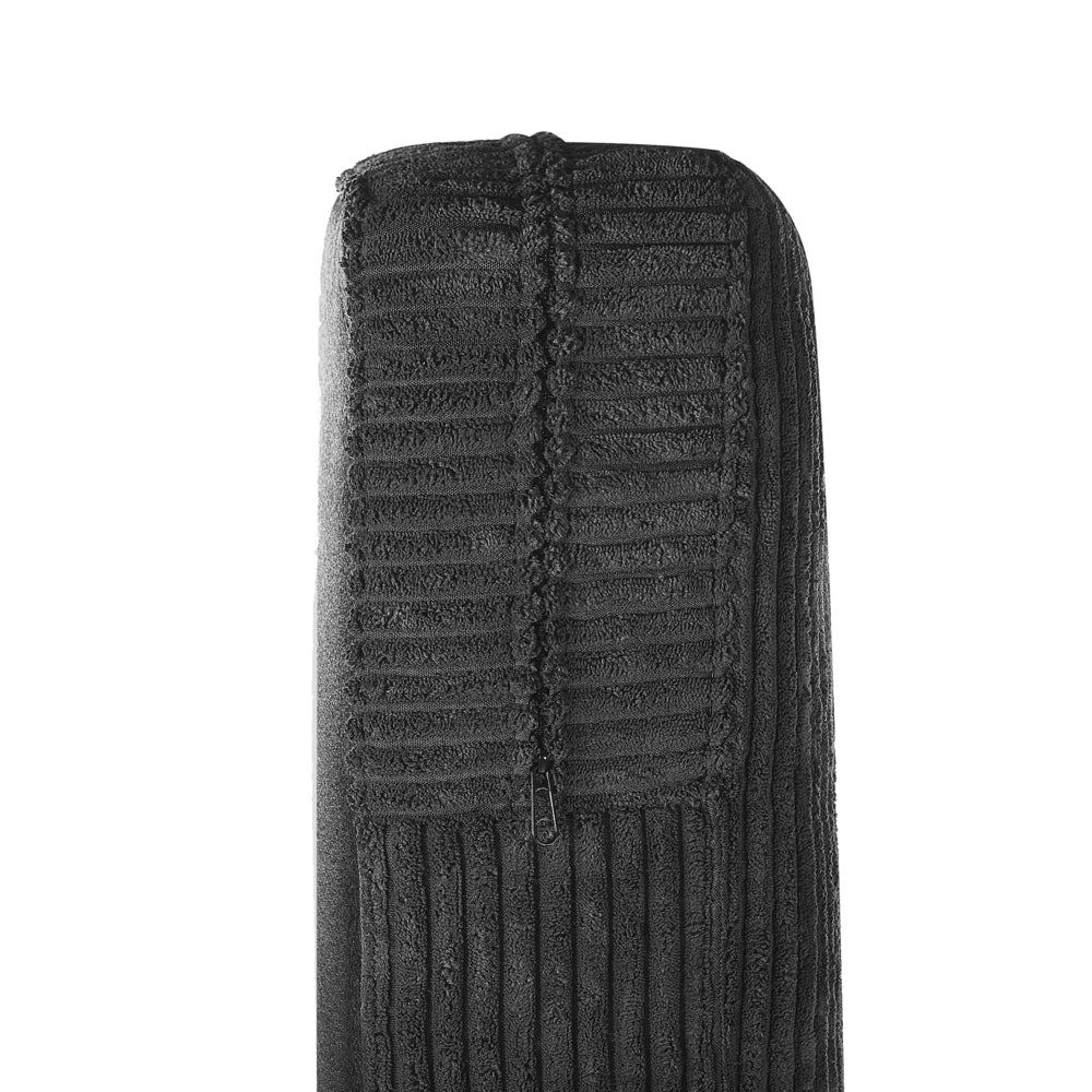 Poltrona Nero Velluto A Coste Slitta Gambe Argento Soggiorno Moderno