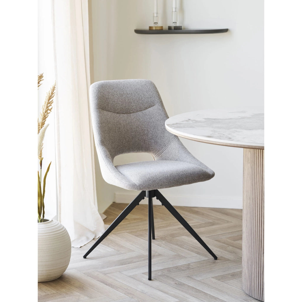 Set di 2 Sedie Dokka, Beige, Tessuto, 57,5x52x87,5 cm