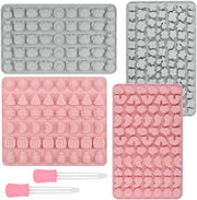 Set di stampi in silicone per caramelle e cioccolato con forma di gomma e caramella - 4 forme - Inclusi 2 dosatori - per jelly, caramelle, cioccolato - forma di gomma - 75 caratteri