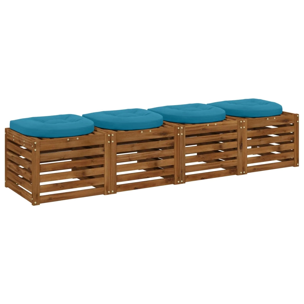 Cuscini per Sedia in 4 Pezzi 4 pz 100% Poliestere Azzurro 945302