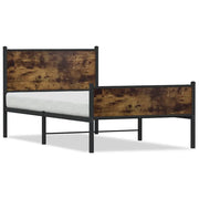 Letto singolo | Letto per adulti | Giroletto senza Materaso in Metallo Rovere Fumo 107x203 cm