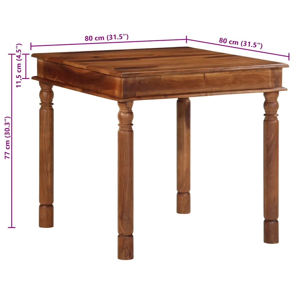 Tavolo da Pranzo 80x80x77 cm Legno Massello di Acacia