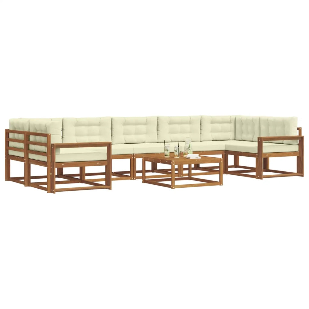 Set di divani da esterno con cuscino 8 pcs Naturale e Crema 3367338