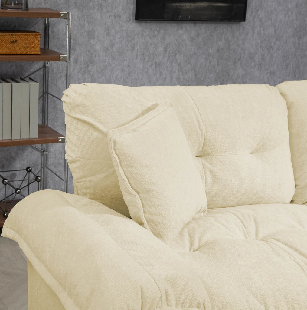 Divano 2 posti 214 cm in ciniglia beige con cuscini sfoderabili HAVRYA