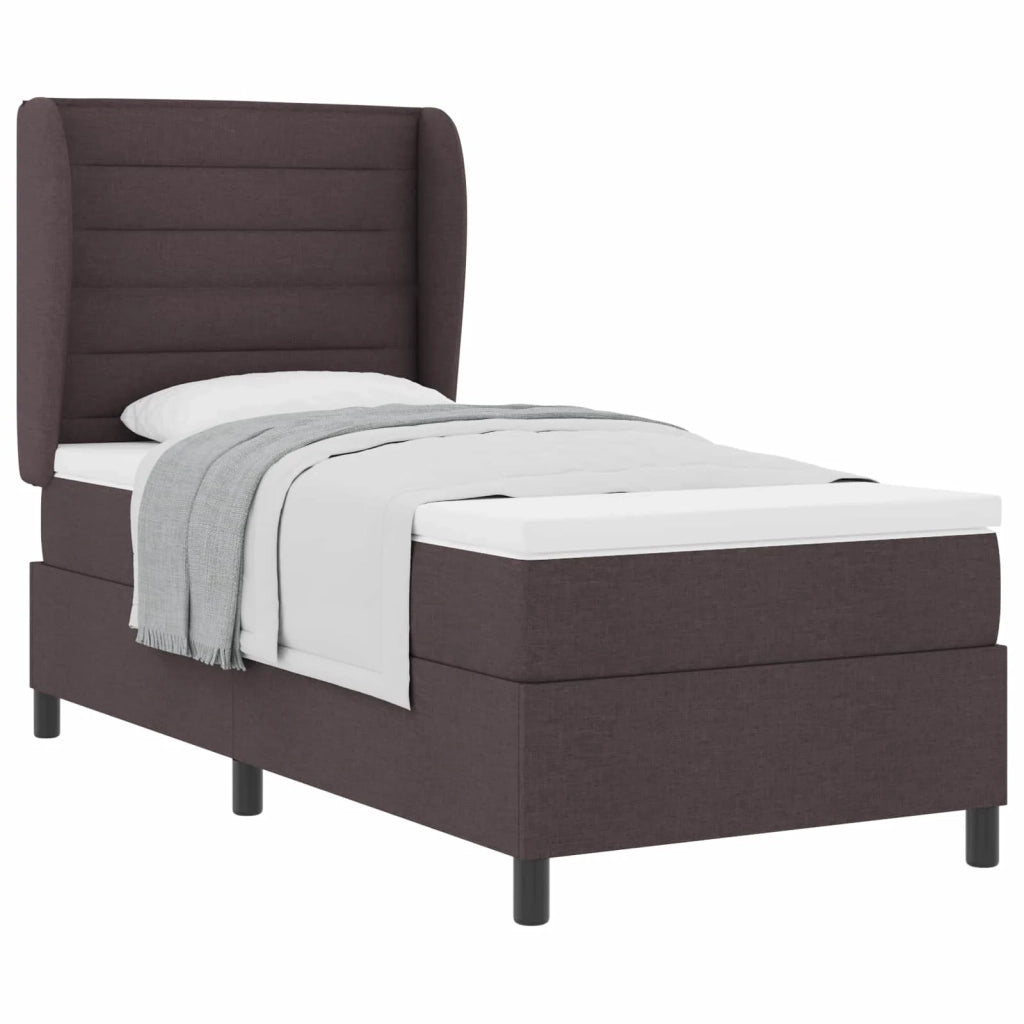 Letto a molle con materasso Marrone scuro 90 x 200 cm Tessuto 3340483