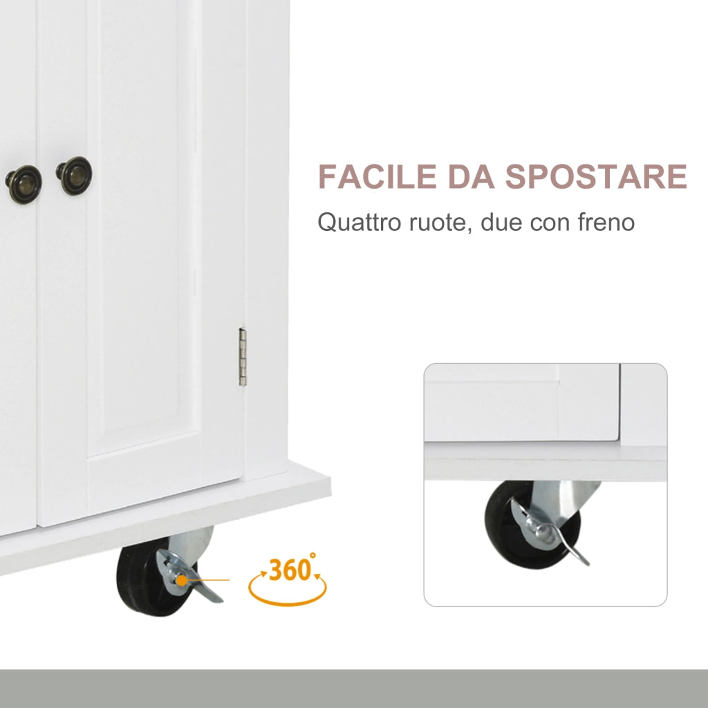 Carrello da Cucina con Ripiani Regolabili ¨C zephmum ¨C Bianco 111x44.5x82.5 cm