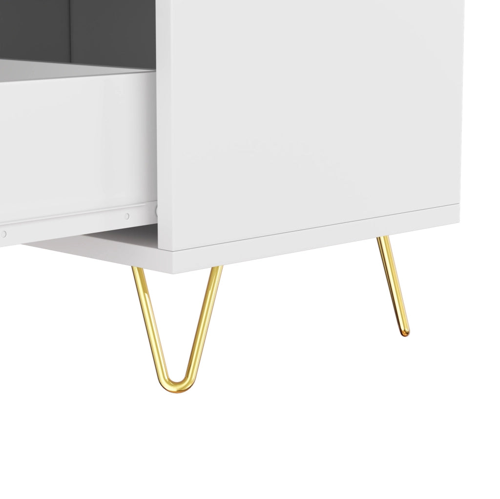 Sideboard bianco e oro 120x77x40 cm con 6 cassetti e design moderno