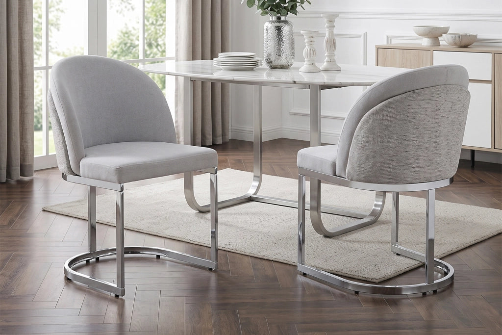SEDIA da pranzo Set da 4 pezzi 59x52x85 cm Chenille Grigio/Argento