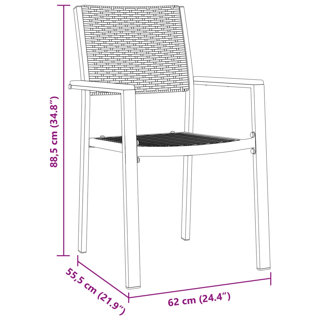 Set da Pranzo per Giardino da 7 Pezzi Nero in Polyrattan