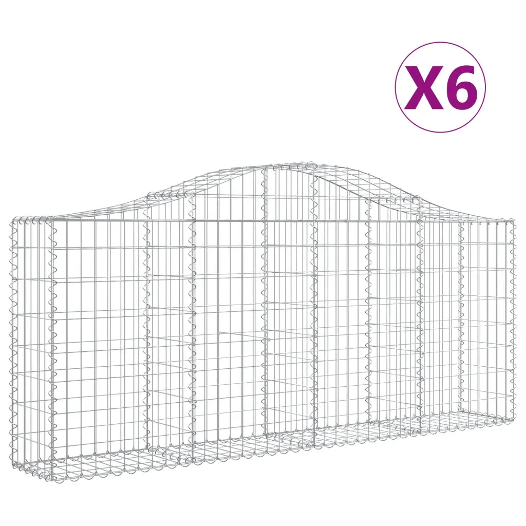 Cesti Gabbioni ad Arco 6 pz 200x30x80/100 cm Ferro Zincatocod mxl 77153