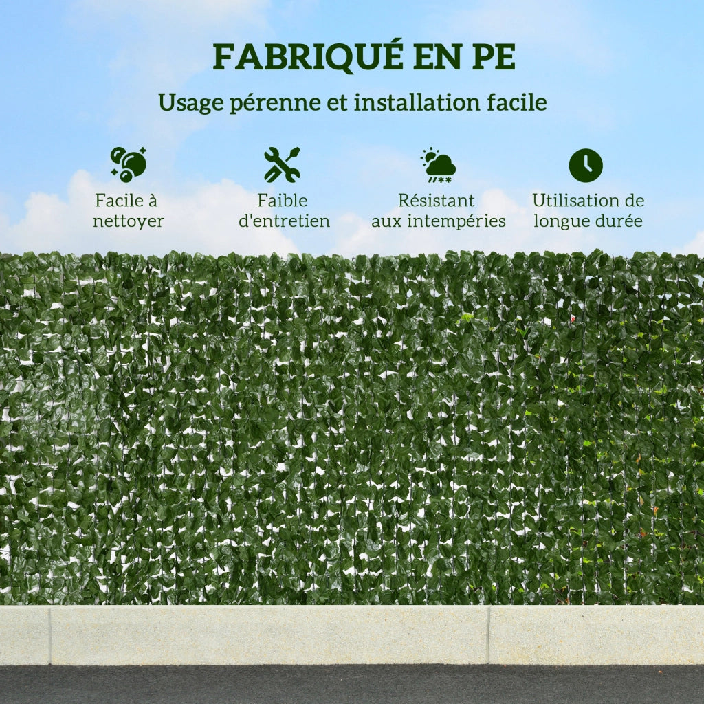 Siepe Artificiale Frangivista ¨C Xylo ¨C Verde Scuro 3x1m Anti-UV Foglie Realistiche