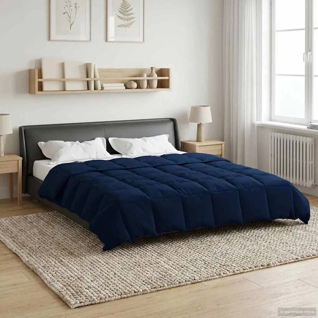Piumone | Duvet Estivo Trapuntato Blu Scuro 240 x 260 cm Microfibra