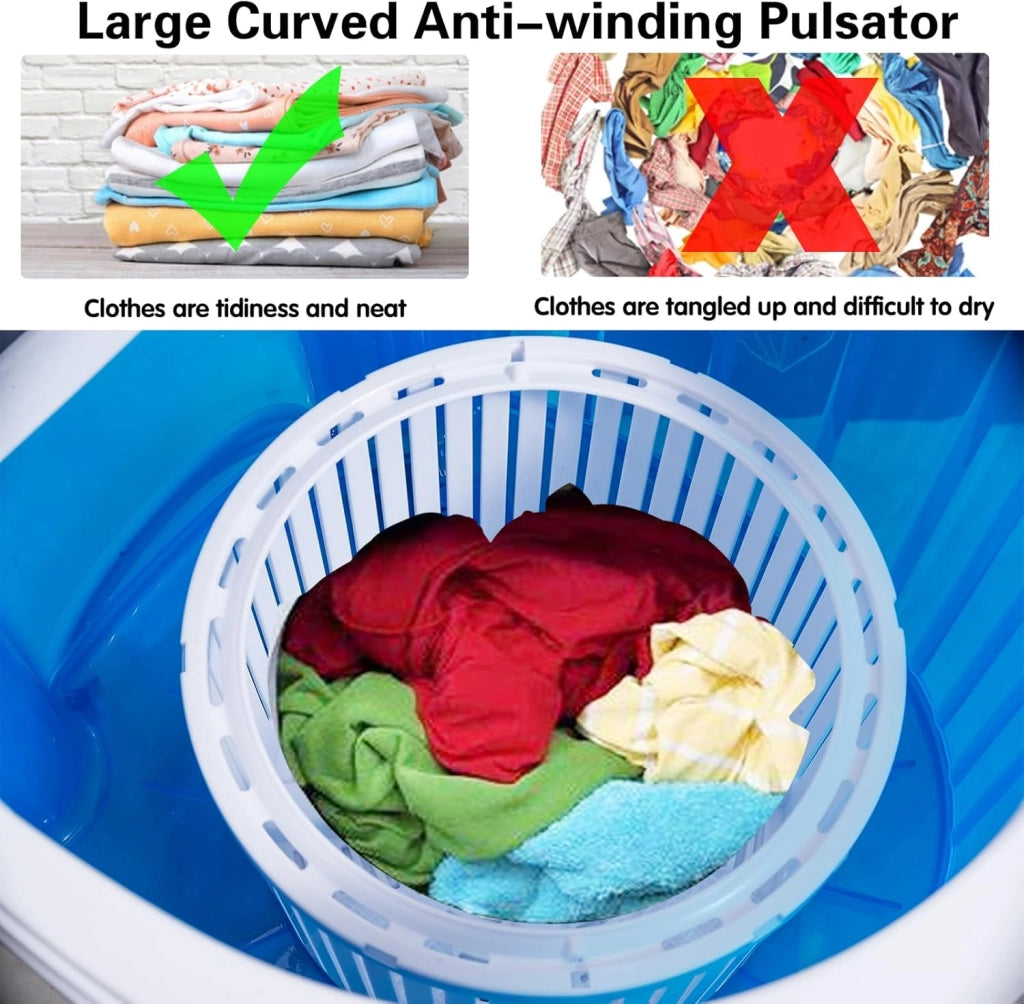 Mini lavatrice con centrifuga, lavatrice da campeggio fino a 2 kg, 170 W, con tubo di scarico, lavatrice toploader, 36 x 34 x 51 cm