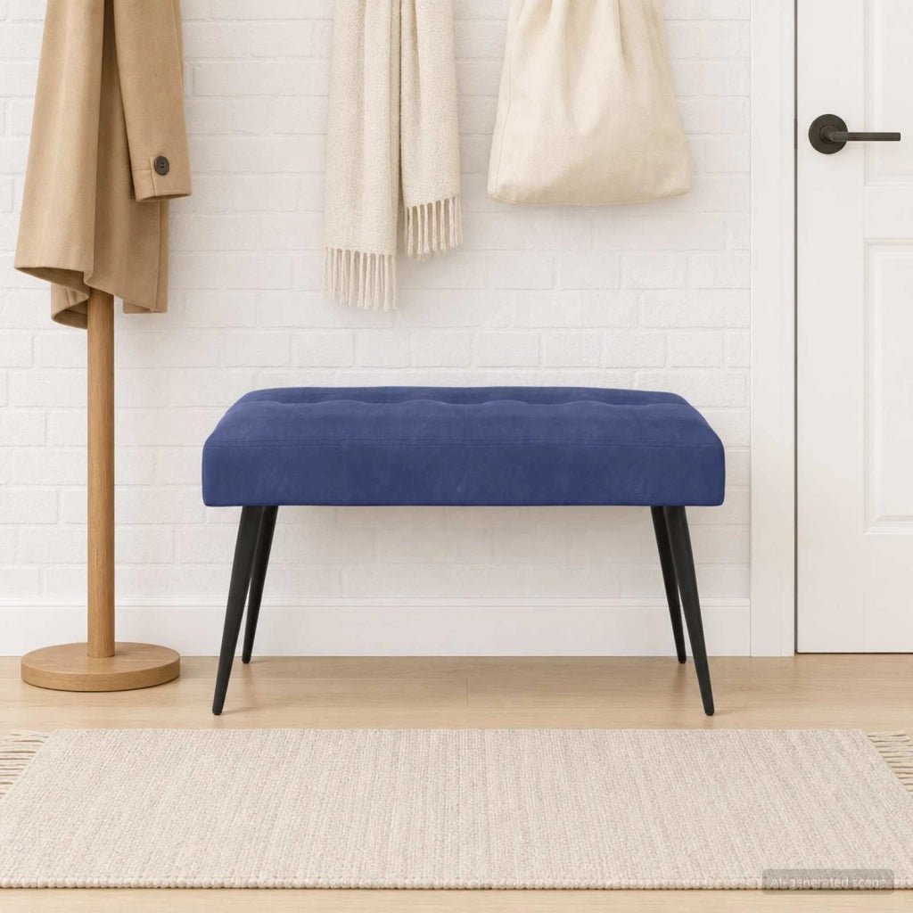 Panchina con bottoni imbottiti Blu Polizia 80 x 40 x 46 cm 42038527