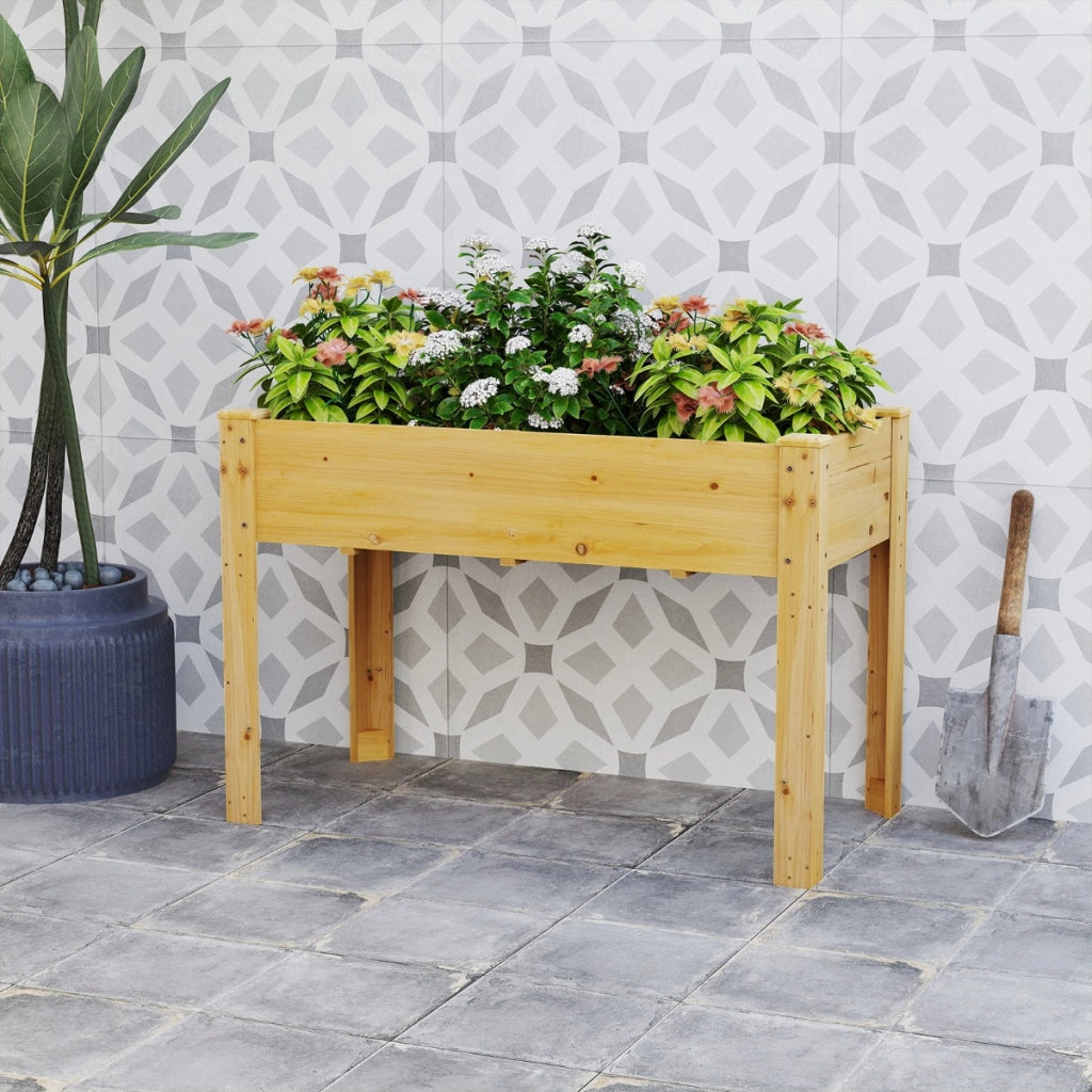 Letto rialzato da giardino per piante, Fioriera rialzata da esterno in legno di abete con fori di drenaggio Naturale