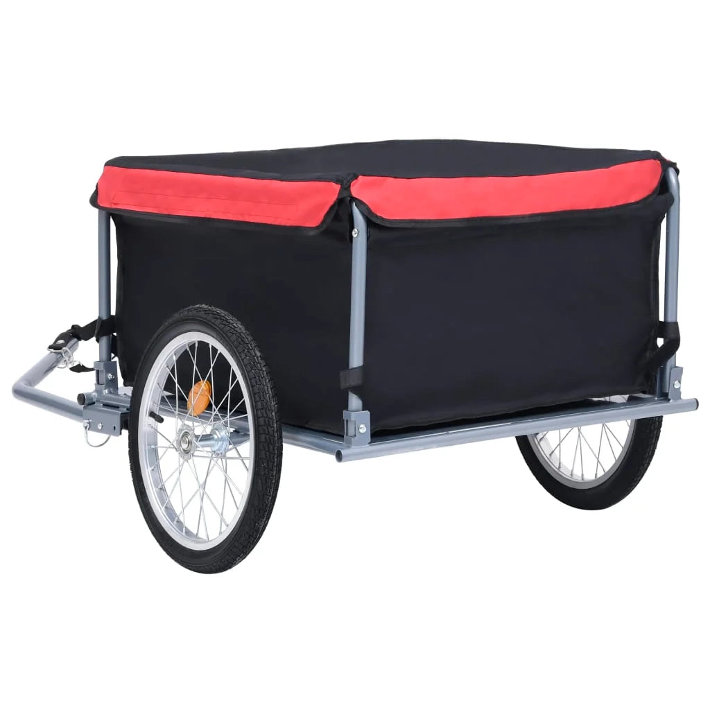 Rimorchio per bicicletta 65 kg nero e rosso 02_0004493
