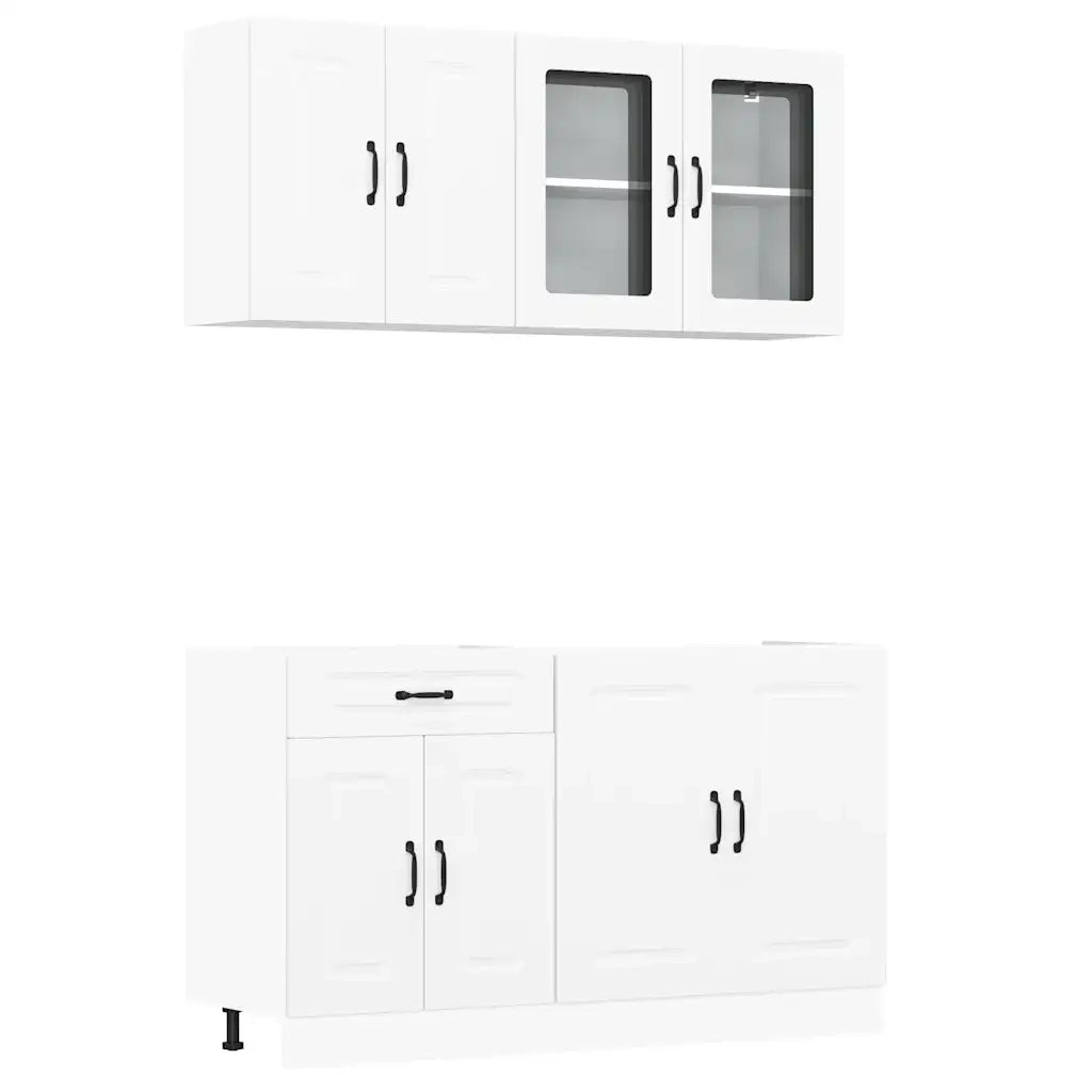 Set Mobili da Cucina 4 pz-Armadietto Cucina Kalmar Bianchi Legno Multistrato