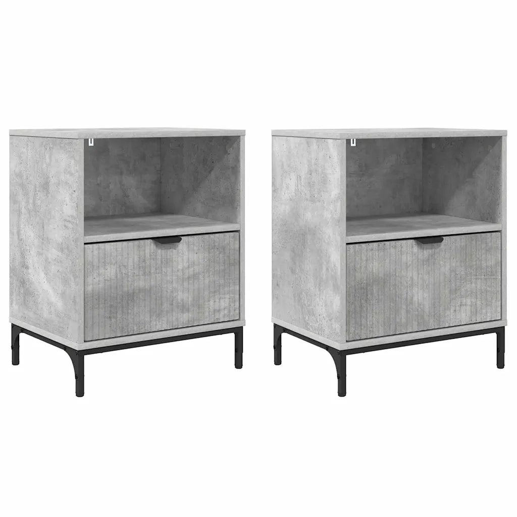 Set di 2 Comodini | Armadio da Notte | Mobiletto da notte Grigio cemento 49 x 36 x 61 cm