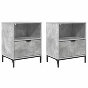 Set di 2 Comodini | Armadio da Notte | Mobiletto da notte Grigio cemento 49 x 36 x 61 cm
