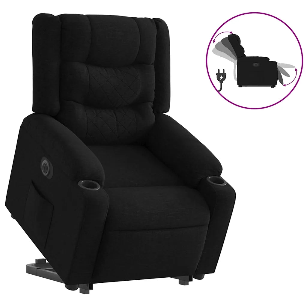 Poltrona Alzapersona Reclinabile Elettrica Nera in Tessutocod mxl 109236
