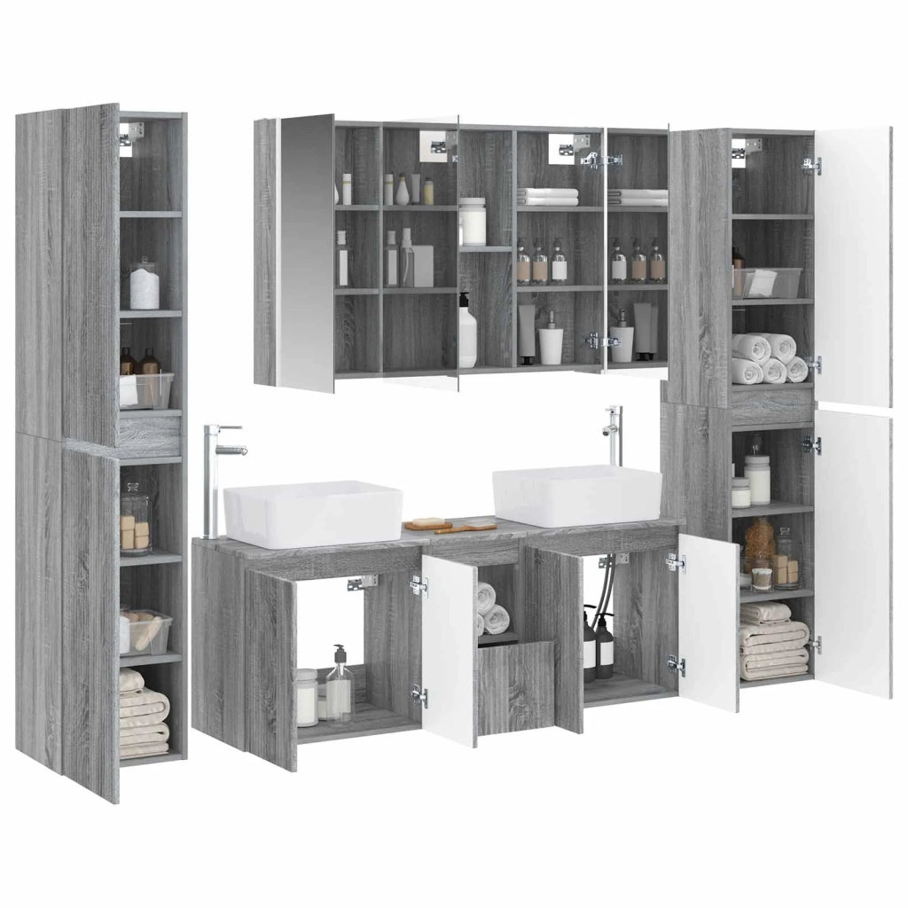 Set di mobili per il bagno 6 pcs Sonoma grigio 3407236